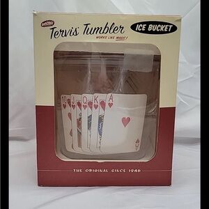 Tervis Tumbler 2.5 Quart Ice Bucket with Lid & Tongs Royal Hearts 10, J, Q, K, A